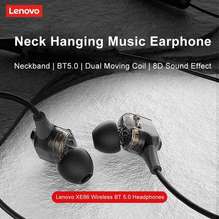 Lenovo XE66 wireless in-ear neckband - Black